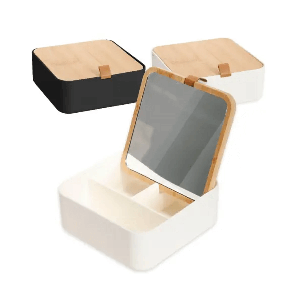 מראה שולחנית דקורטיבית עם קופסת תכשיטים